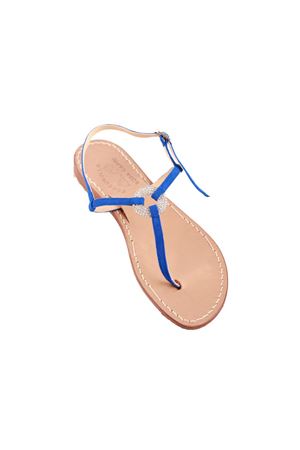 Electic blue flip flop jewel sandals Cuccurullo | CRYSTALRINGBLU ELETTRICO